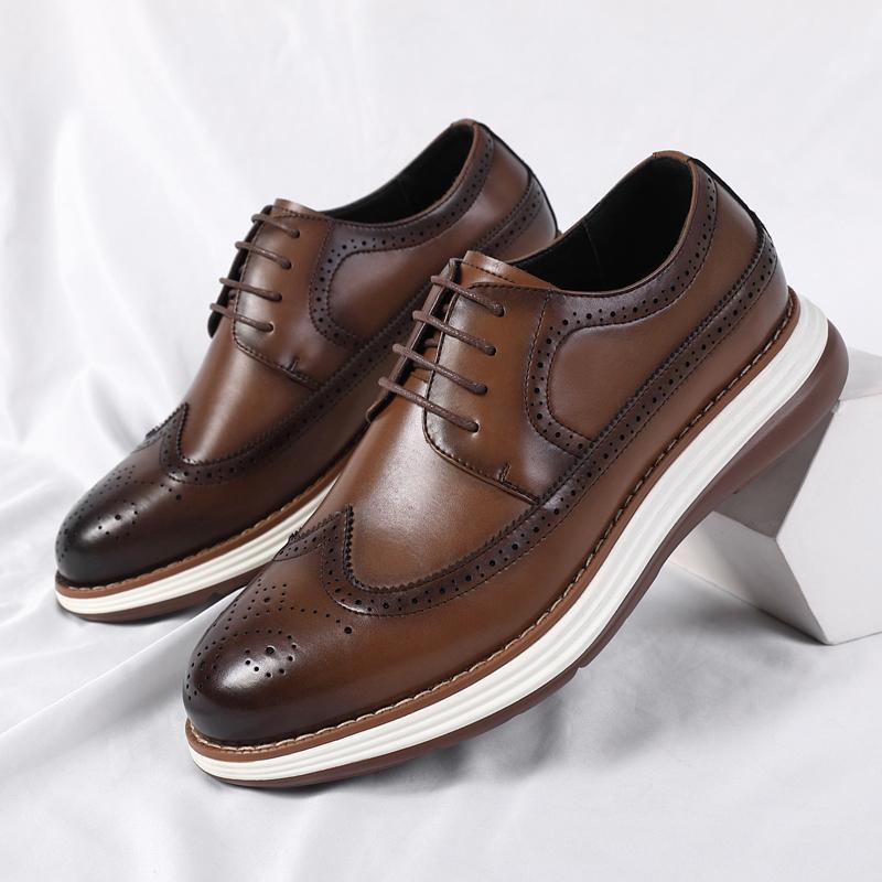 Herren Echtleder Oxford Schuhe Klassisch Wing Tip Zehe Schnürung Handgemacht Bequem Lässige Sneaker für Büro Business