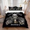 3pcs "Live Laugh Money" Skull with Money Bedding Set - Includes One Quilt Cover and Two Pillowcases (No Core) - Anime Cartoon Design for Bed