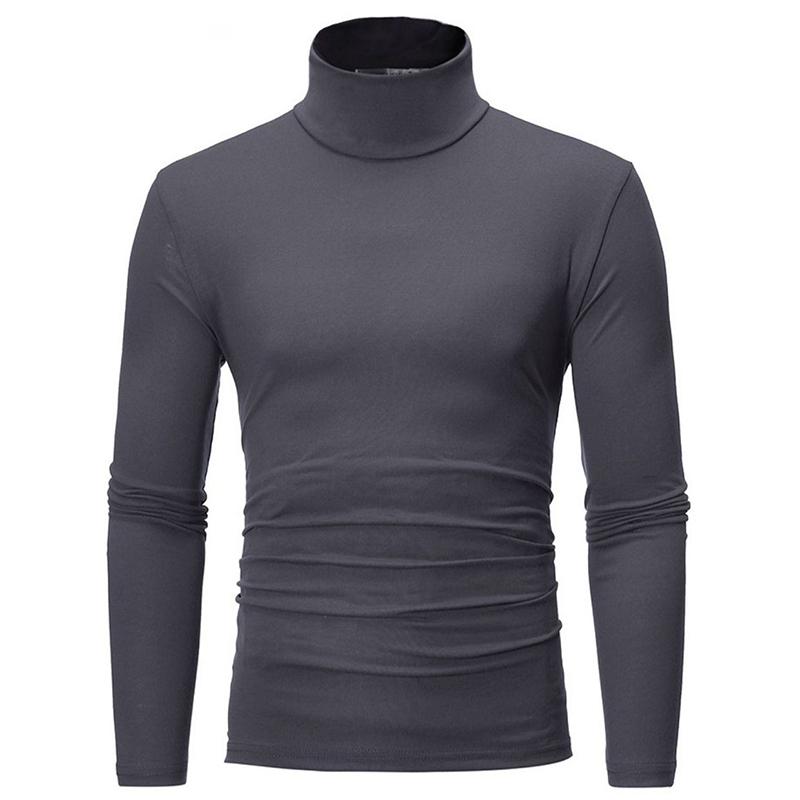 Spring and Autumn Men's Slim Fit Stand Up Collar Base Shirt, High Neck Long Sleeved T-shirt, Casual Versatile Solid Color Pullover