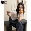 Women's Straight Shoulder Slim-Fit Round Neck Short Sleeve T-Shirt