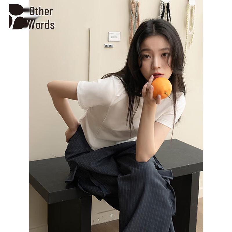 Women's Straight Shoulder Slim-Fit Round Neck Short Sleeve T-Shirt