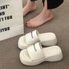 Internet Celebrity Muffin Platform Slippers Outer Wear Women's Shoes 2025 Summer New Heightening Black Sandals