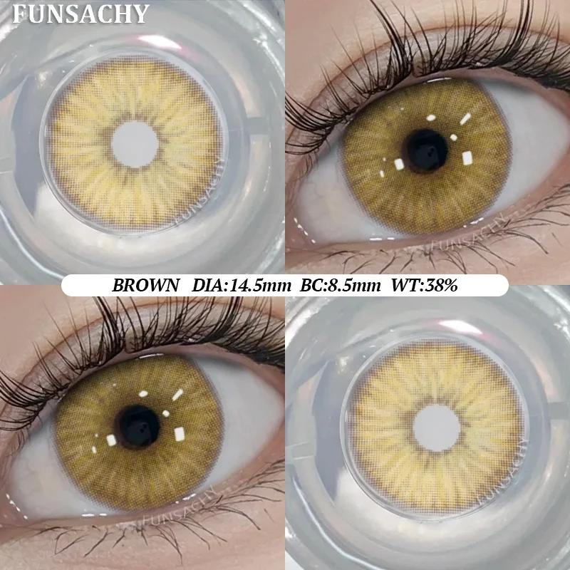 FUNSACHY Color Contacts 1Pair Natural Brown Korean Big Eye Contact Lenses for Eyes Beauty Gray Pupils Colored Soft Lens Yearly