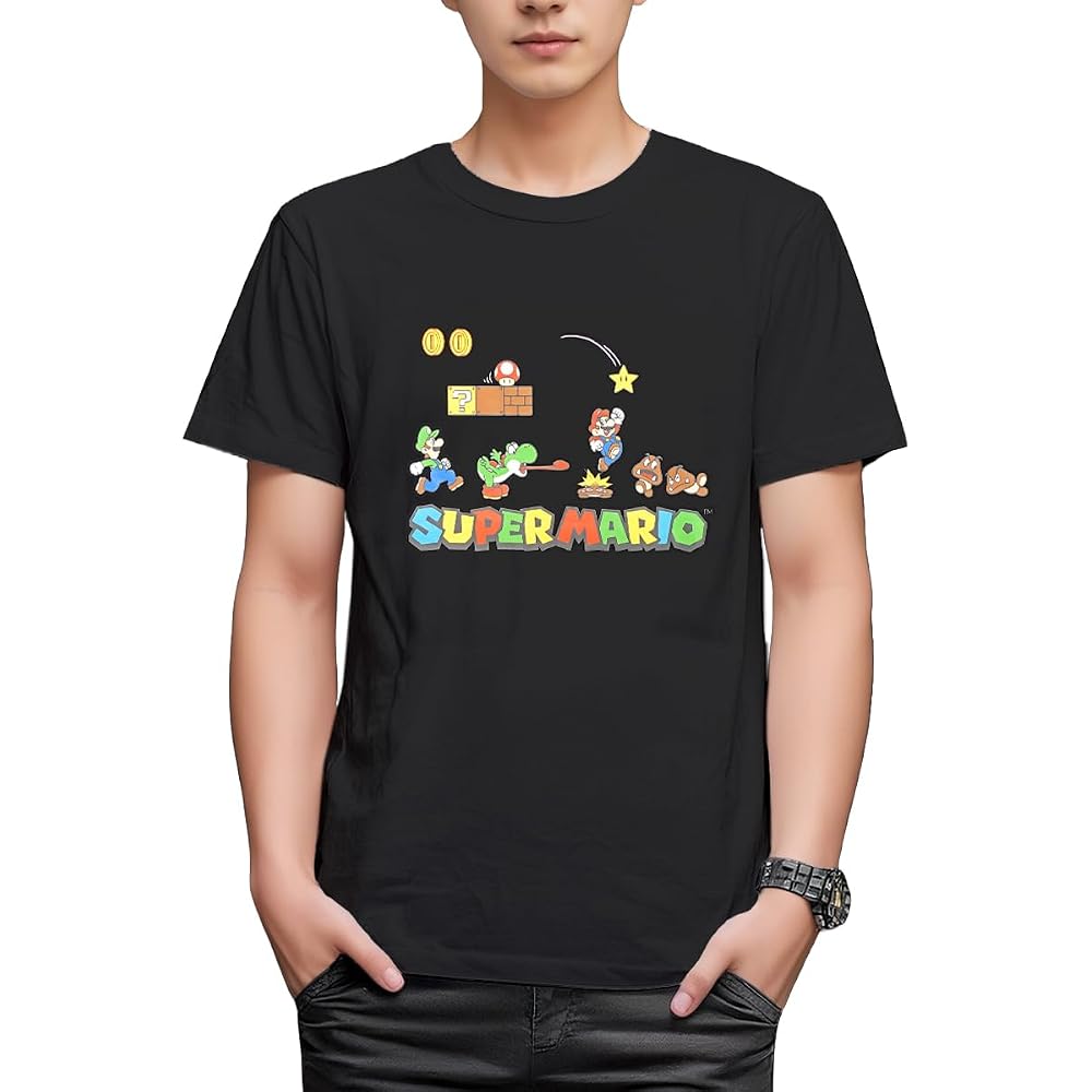 [Fine Plus] T-shirt Super Mario Stage Short Sleeve Merchandise Mario Luigi Yoshi