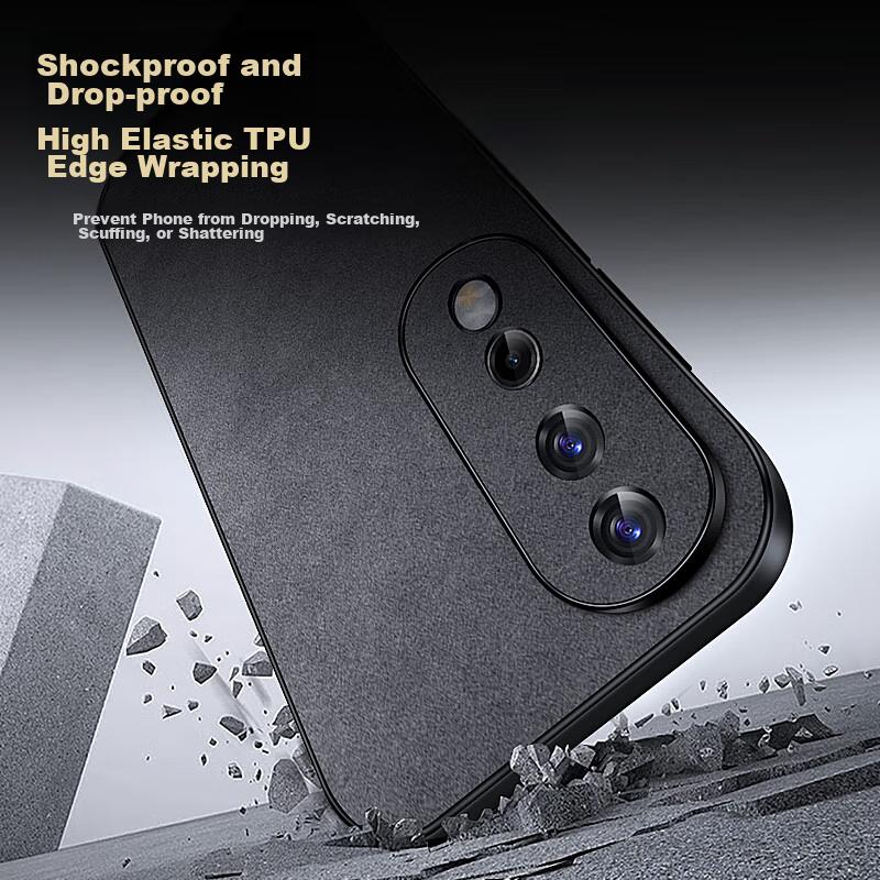 Honor 80 Pro Phone Case, Shockproof Lens Full Protection Soft Case, Simple Luxury Silicone Outer, Leather Case, Gray