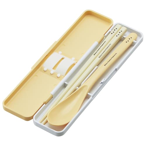 Skater Tama & Friends Chopsticks and Spoon Set, Perfect for Lunch Boxes, Adult Size, Antibacterial, Combo Set, 18cm, Quiet, Made in Japan, CCS3SAAG-A
