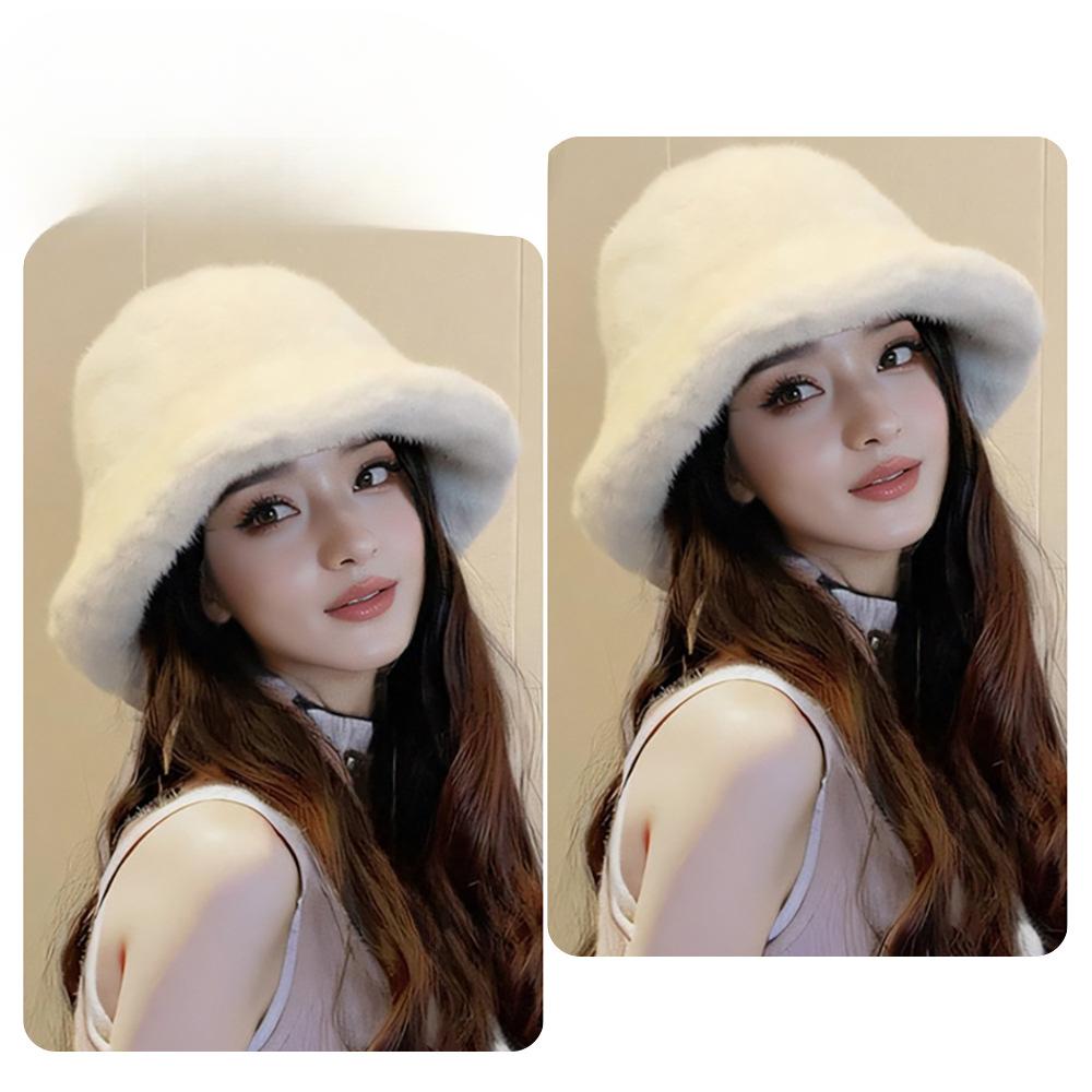 Korean Style Fisherman Hat for Women In Winter Plus Velvet Thickened Fashionable and Versatile New Hat with High End Solid Color Simple Warmth