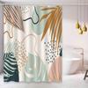 1 piece of fresh and simple leaf geometric pattern shower curtain, polyester fabric, machine washable, suitable for bathroom