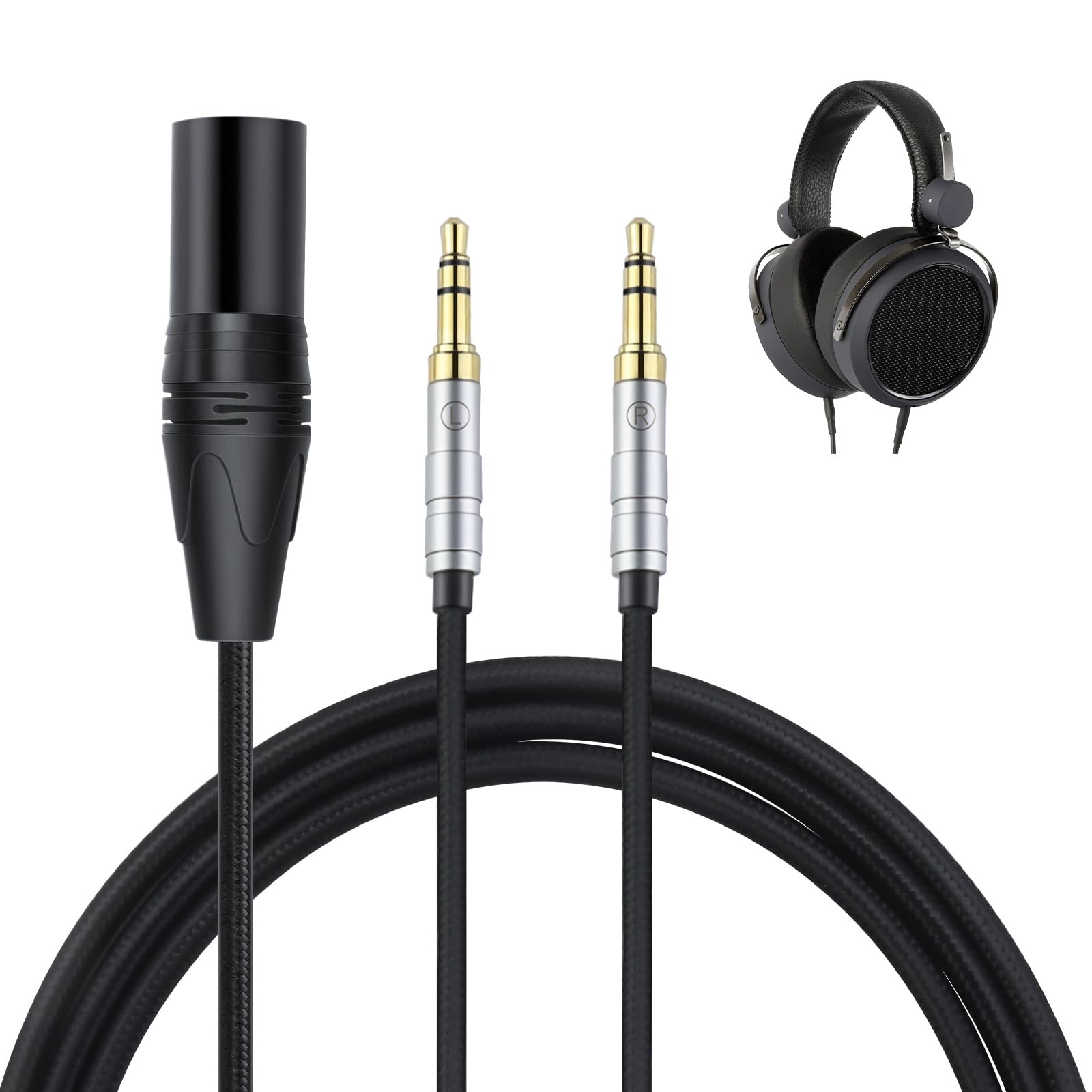 

okcsc Headphone Cable Recable for For SONY For Hifiman Compatible with HE1000 OFC Length 4Pin plug x2 TC3.5 Earphones/Headphones HE4XX, HE-350, 4-core