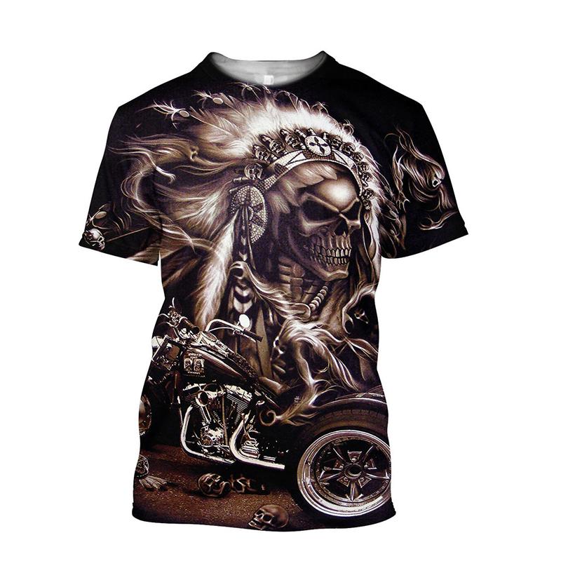 Skull Graphic Men's T-Shirt For Men Summer Short Sleeve 3D Printed Top Horror Fashion Casual Oversized Tee Shirts Hip Hop Unisex