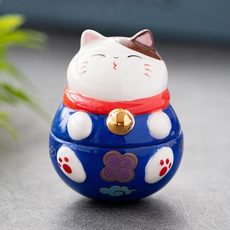 Japonský keramický hrnek pro štěstí Kočka Daruma řemesla Kreslené ozdoby Kočka pro štěstí Krajina Domácí dekorace Soška Kočky pro štěstí Figurky