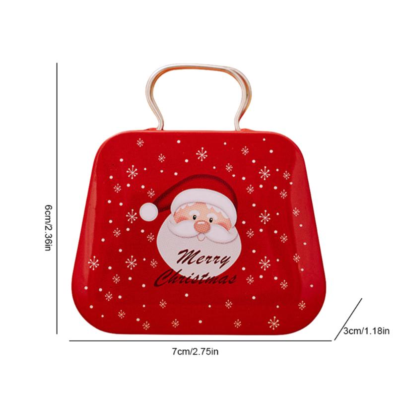 Santa Claus Tinplate Candy Box Cute Handbag Shape Candy Box Kids Gifts Small Tin Box Cookie Gift Box For Christmas Decoration