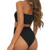 Sexy Bikini Solid Color Strapless High Waist Swimwear Women's Swimwear