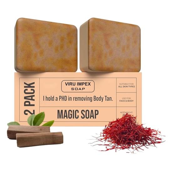 

Ghar Soap Sandalwood & Saffron Magic Soaps For Bath (100Gms Pack Of 2) | Paraben Free | Chandan | Skin Brightening Soap For Men & Women