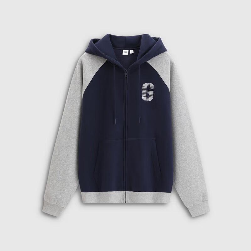 Gap Unisex Color-block Embroidered Logo Loose Fleece Hoodie