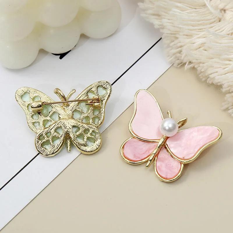 Butterfly Brooches for Women Charm Pearl Gold Color Brooch Pins Party Wedding Gifts Clothing Accessories Jewelry Gift
