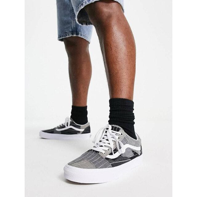 

Черные и серые кроссовки в стиле пэчворк Vans Old Skool