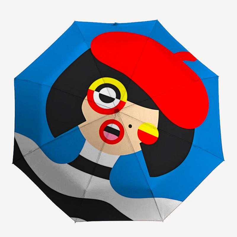 

1pc Beret, Cartoon Automatic Open/close Umbrella, 8-Rib sturdy structure, Portable Travel Umbrella, Parties, Everyday Usel004