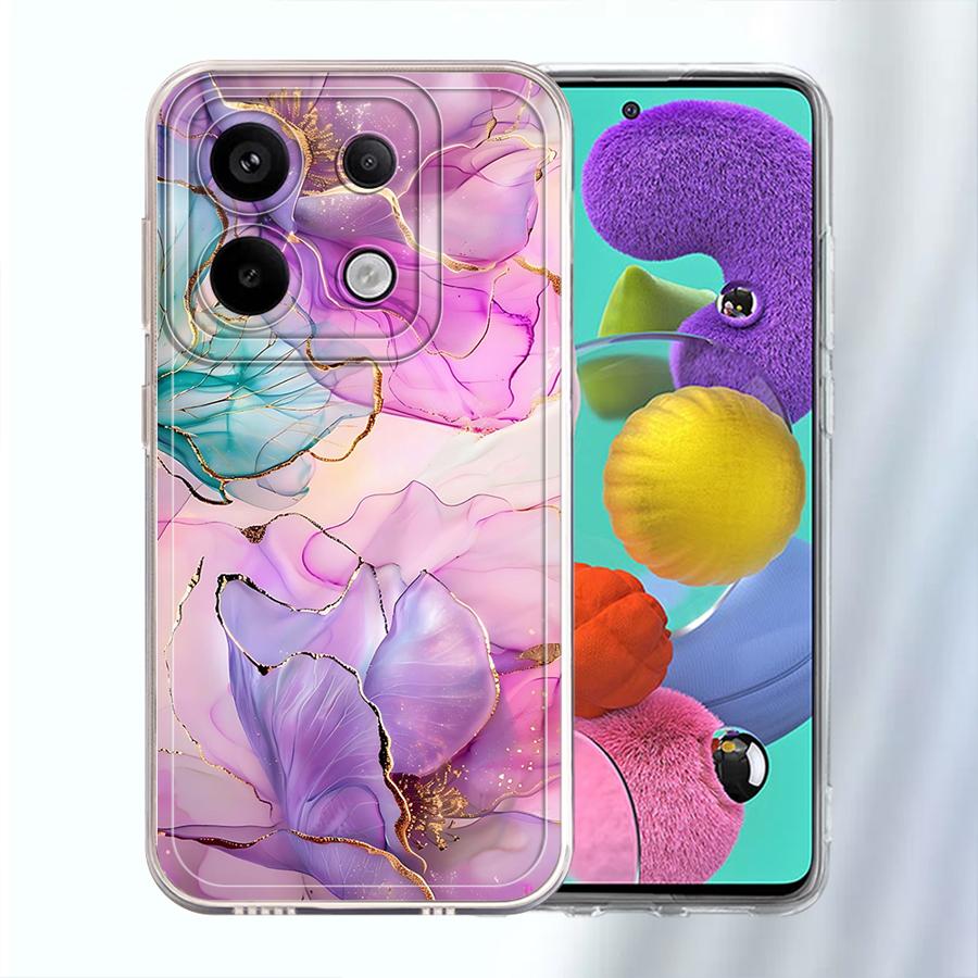 

Flower Marble Soft Phone Cover Case for Xiaomi Redmi Note 14 Pro Plus 13C 10S 9 10 12 11S 11 A4 14C 12S Note 13 Redmi Note 10 5G