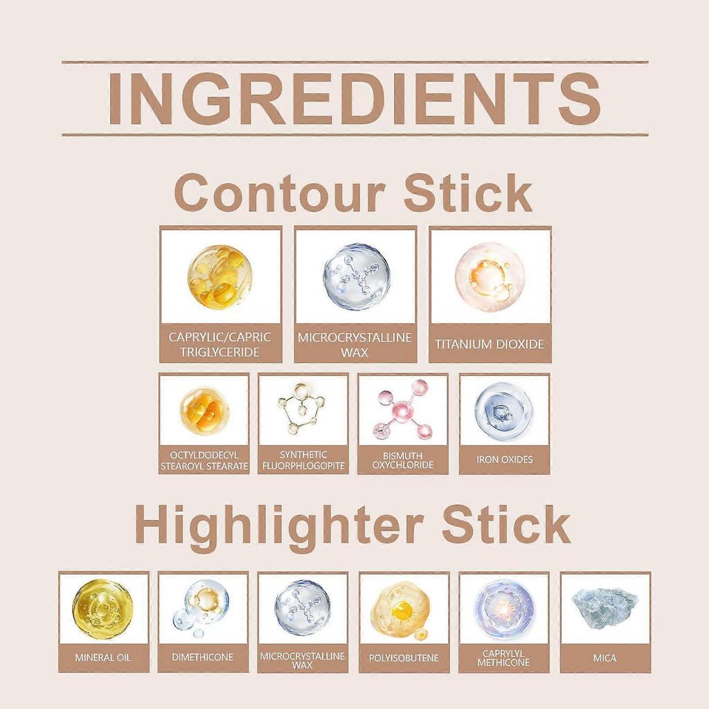 Zephoco 2-In-1 Cream Highlighter And Contour Dual-Ended Stick - Creamy Natural Highlight And Bronzy Shade To Sculpt The Face less