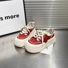 Spring 2025 new board shoes platform white shoes women's muffin bottom pull-off lace-up casual shoes bread shoes