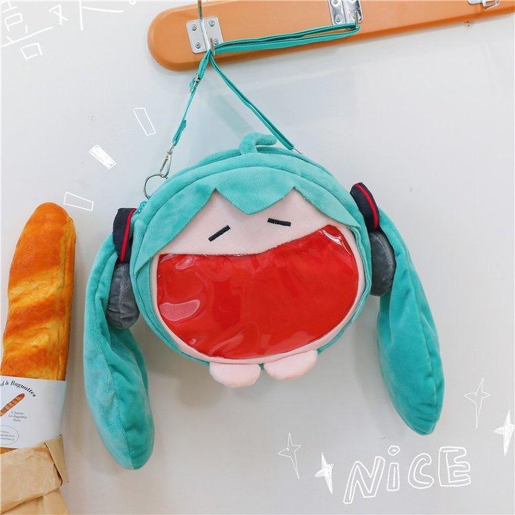 New  Cute Cartoon Future Girl Hatsune Miku Plush Shoulder Pain Bag Doll Backpack Large Bag Double Shoulder Bag