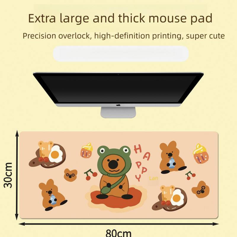 30*80cm Roztomilá podložka na stůl s potiskem medvídka, podložka do herní místnosti, studovny, extra silná protiskluzová podložka odolná proti opotřebení, kreslená podložka pod myš pro notebook