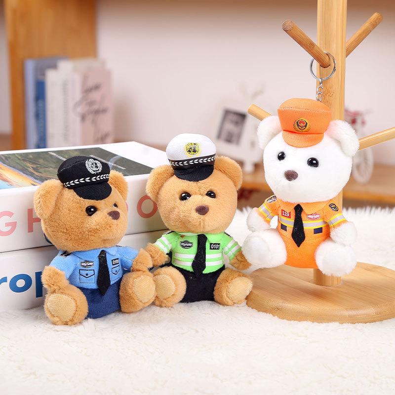 Verkehrspolizei Bär Anhänger Plüschtier Puppe Feuerwehr Polizei Tasche Schlüsselanhänger Puppe Niedlich