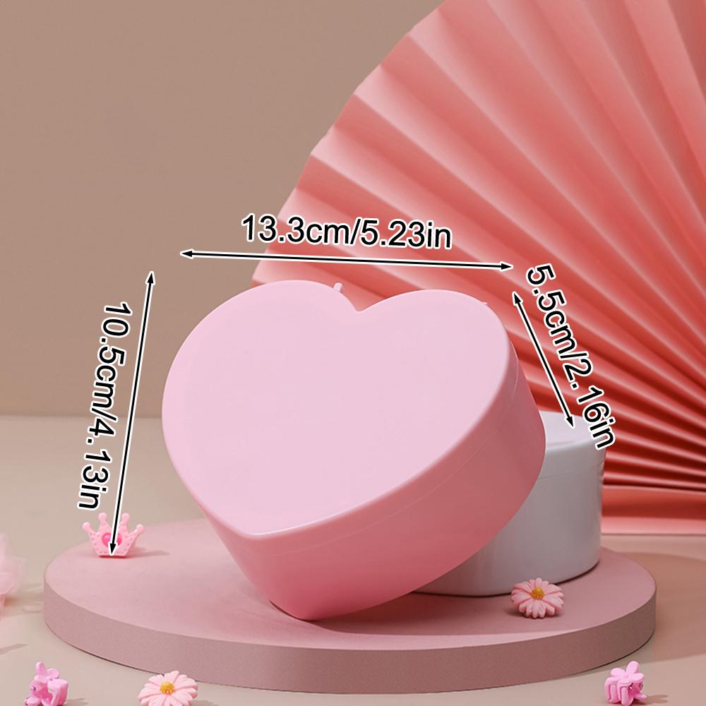 Pink Heart Shaped Double Layer Makeup Jewelry Storage Box Desktop Organizer with Mirror for Students Dormitory Accessories