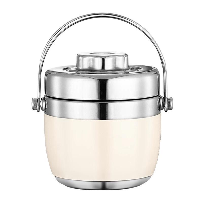 304 Stainless Steel Double-Layer Vacuum Bento Box with 8-Hour Heat Retention and Lifting Handle for Office Workers and Students