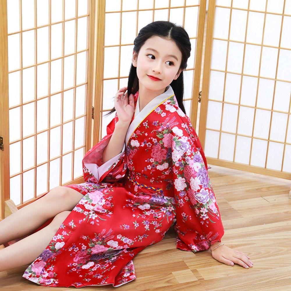 Elegance Kids Traditional Japanese Kimono Kids Japanese Style Yukata Bathrobe  Cosplay Costume