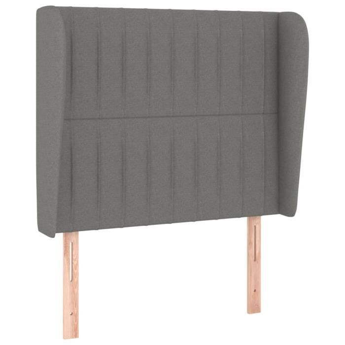 VidaXL Tête de lit avec oreilles Gris foncé 93x23x118-128 cm Tissu3118177