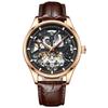 Skeleton Design Watches Rose Gold Case Male Automatic Mechanical Watch Stainless Steel Band Watch Relogio