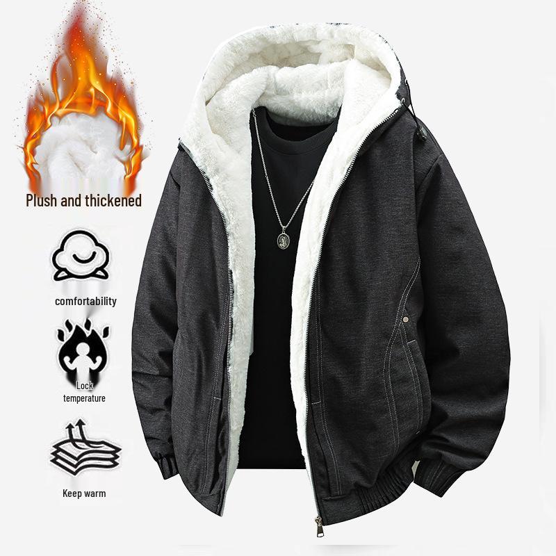 

2025 Winter Retro Hooded Cotton Jacket - Thick, Warm & Trendy 3XL чорний