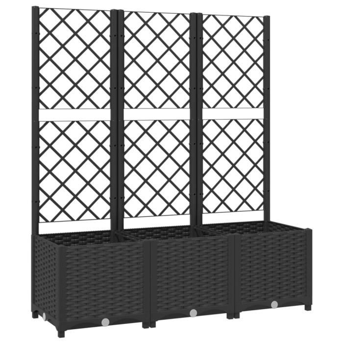 VidaXL Planter with Trellis Black 120x40x136 Cm PP
