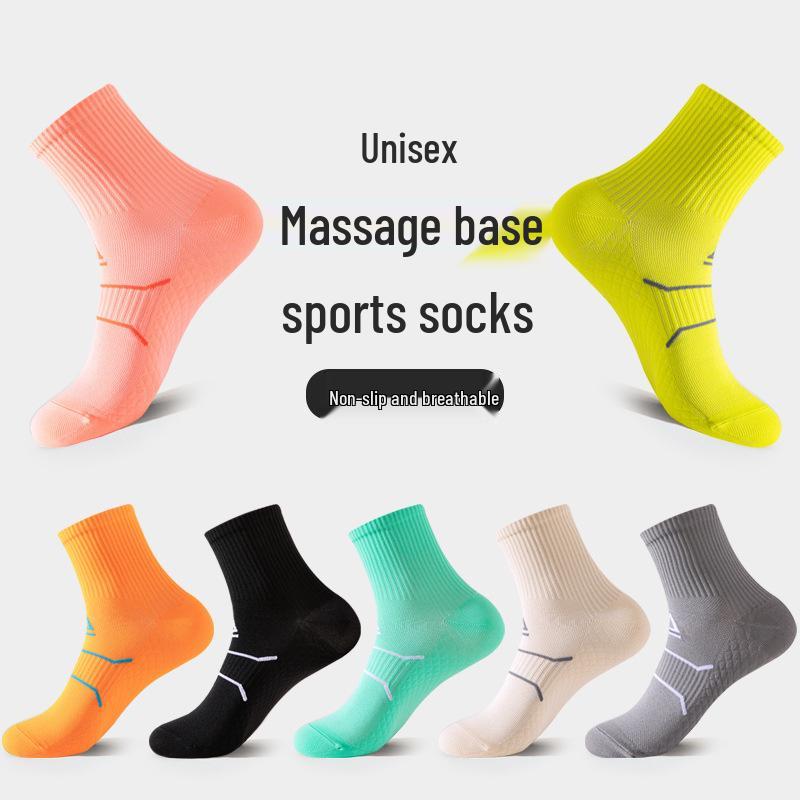 Unisex Marathon Spring-Summer Mid-Calf Compression Socks - Professional Running, Fitness, Cycling with Massage Sole for All-Seasons.