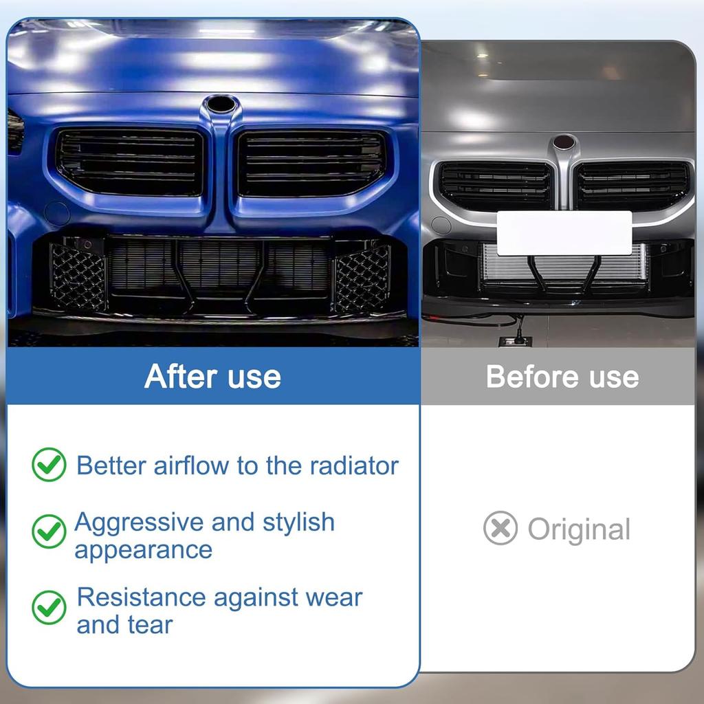 2er-Pack Auto-Kühlergrillabdeckung Stoßfänger vorne Mitte unterer Kühlergrill-Einsatz für BMW G87 M2 2023-2025 (nach Juni 2023) Frontstoßstange Kühlergrill Gitter Kit, Vorne