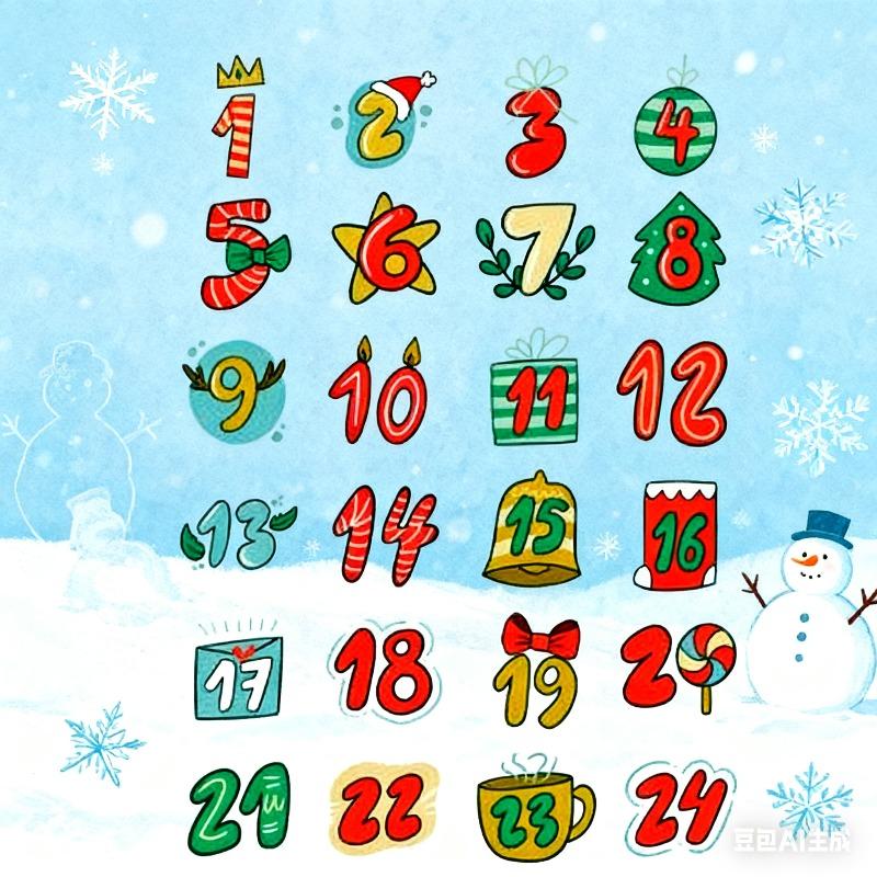 1sheet Merry Christmas Stickers Advent Calendar Number Sticker Handmade Cookie Candy Gift Seal Label Paper Sticker
