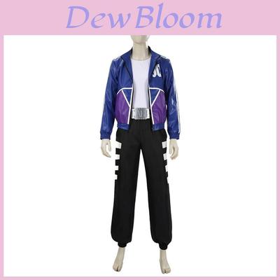 Johnny Cage Cosplay Costume With Glossy Blue Purple Jacket For Anime Role Play