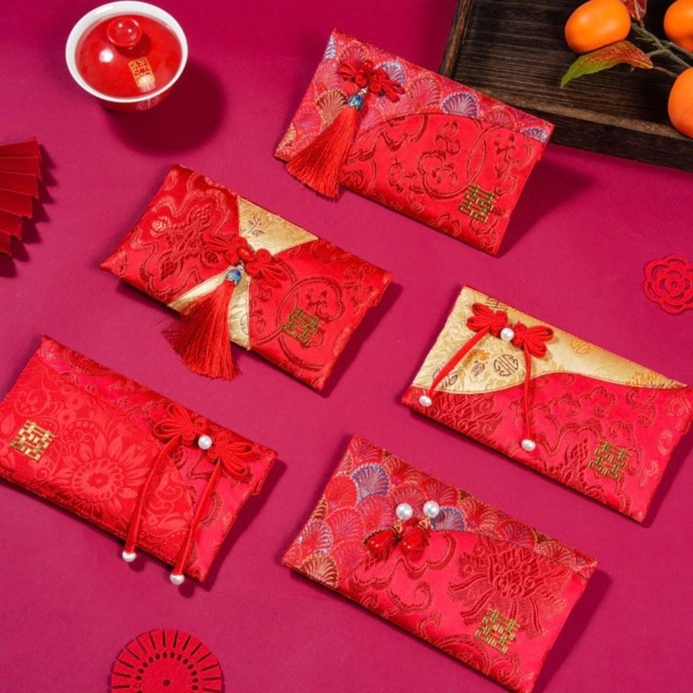 Embroidery Wedding Hongbao Best Wishes Red Pockets Brocade Red Envelop Birthday Party