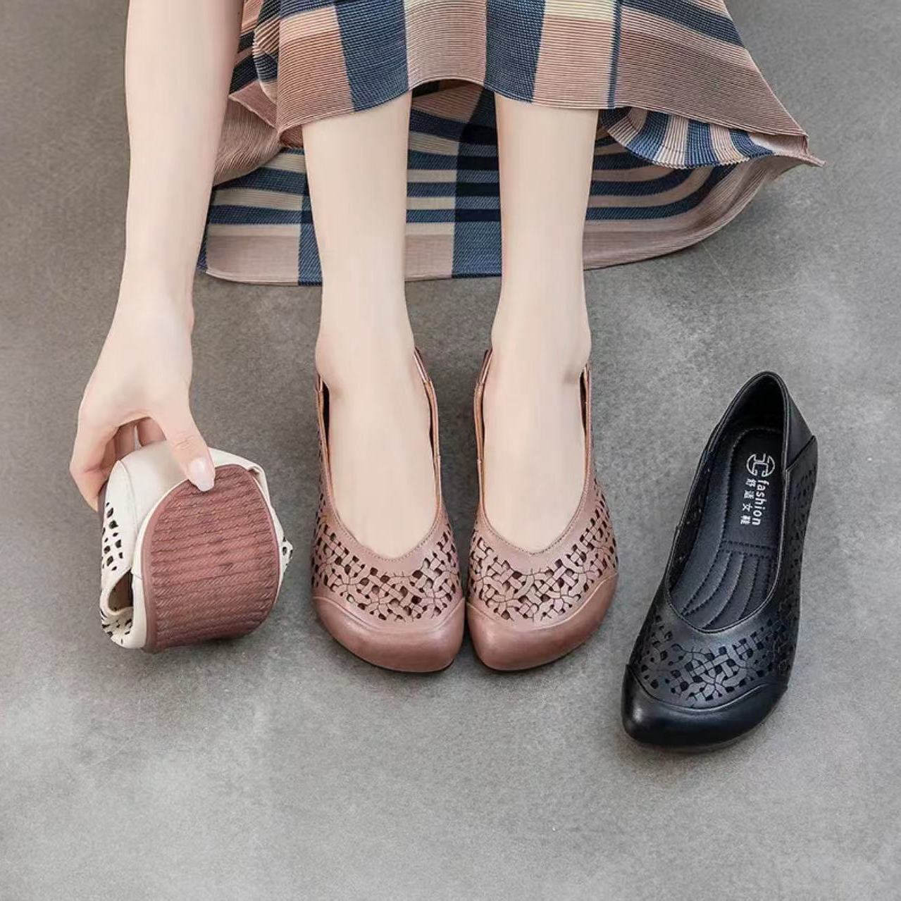 Летние белые полые дышащие одинарные туфли в стиле ретро — фото 8