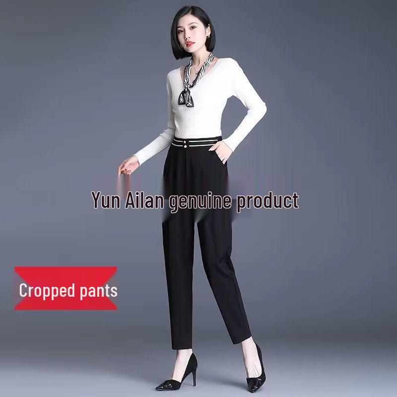 

Versatile High Waist Cropped Trousers - Casual Slimming Pants for Boys, Girls, and Petite Women M [90-100 lbs]