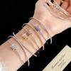 Zircon Round Open Bangle - High-End Light Luxury Women's Jewelry