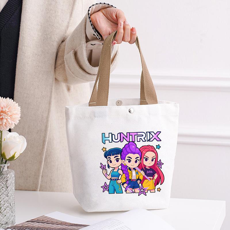 Canvas Bag Kpop Peripheral Cute Portable Cartoon Canvas Bag Student Leisure Shoulder Bag Shopping Bag