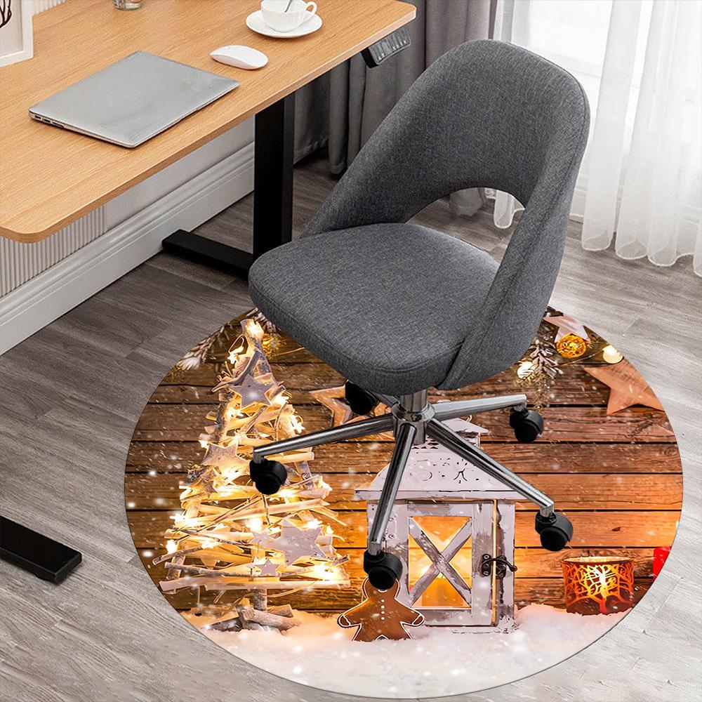 1pc Christmas decorations Round Chair mat Area Rug - Non-Slip, Floor Mat for Office, Bedroom, home decor Christmas Gift p0811191