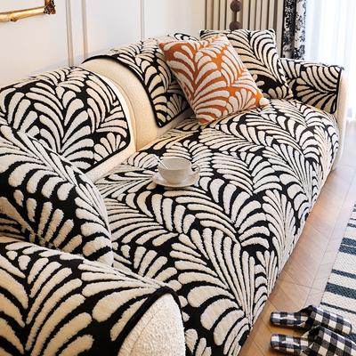 Leaf Pattern Plush Sofa Cushion Jacquard Pattern L-shaped Sofa Towel Four Seasons Universal Anti Slip Sofa Cover Pillow Covers