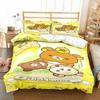 Cartoon Rilakkuma Bear Printed Bed Set Duvet Cover Pillowcase Bedding Set Bed Linen Sheet Quilt Cover Full Queen King Size