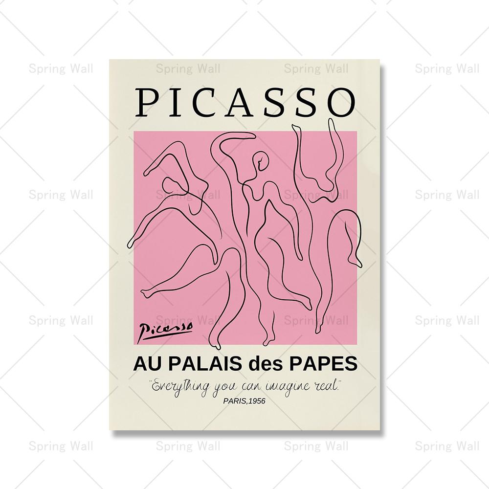 

Розовый Пикассо Танцоры Музей Художественная выставка Плакат Кейт Линия Женское лицо Отпечатки Матисс Цветочная настенная картина Декор гостиной 21x30cm No Framed