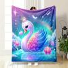 Majestic Swan with Rainbow Wings print blanket soft and cozy perfect for the living room bed sofa or a nap,gift