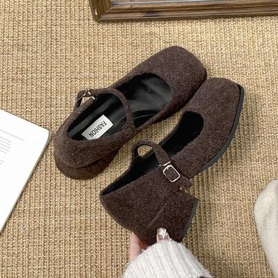 Mode Temperament Französischer kleiner Duftstil Dicke Ferse Dicke Sohle Flauschige Schuhe Damen 2025 Neu Winter Höhenzunahme Mary Jane Einzelne Schuhe